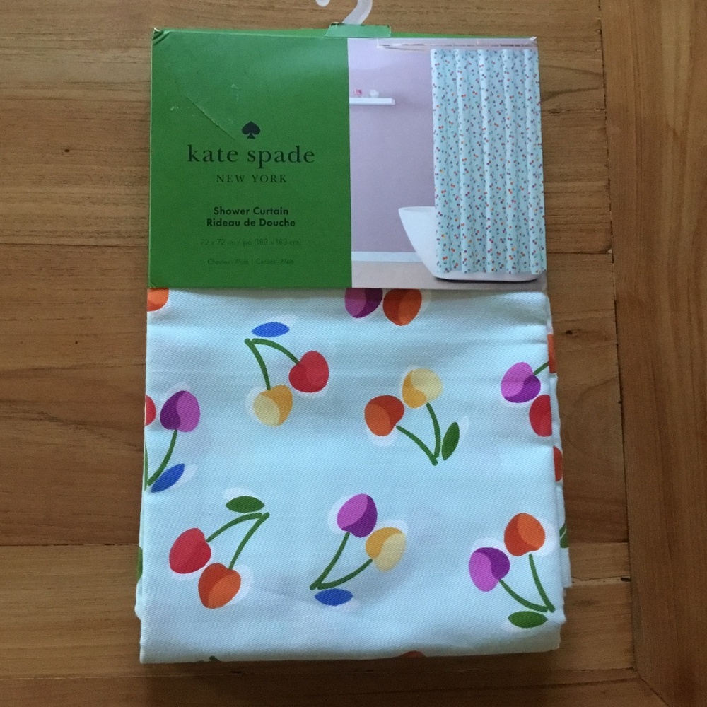 Kate Spade New York Shower Curtain Pale Blue with Cherries
